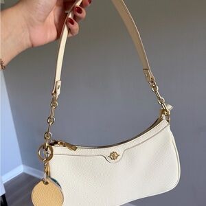 Nanette Lepore Cream Shoulder Bag with Gold Accents